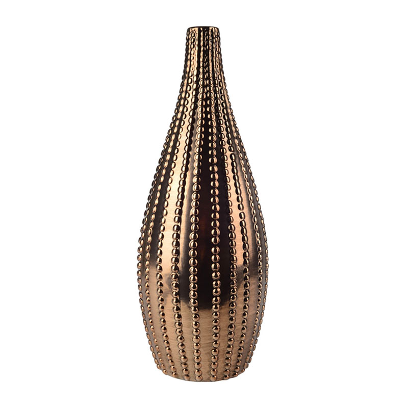 Ваза Ribbed Vase Narrow Throat bronze-gold 38 Ваза Ribbed Vase Narrow Throat bronze-gold 38 в Челябинске | Loft Concept