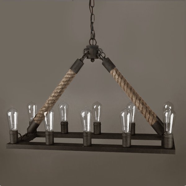 Люстра Square Mini 10 Loft Rope Light Коричневый Люстра Square Mini 10 Loft Rope Light Коричневый в Челябинске | Loft Concept