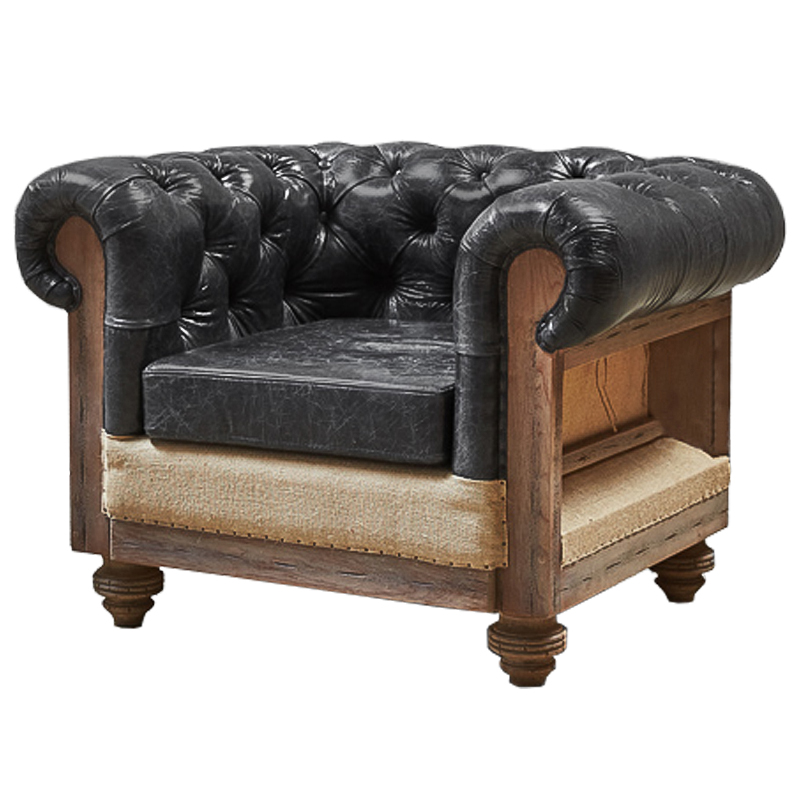 Кресло Deconstructed Chesterfield Armchair Графит Коричневый Кресло Deconstructed Chesterfield Armchair Графит Коричневый в Челябинске | Loft Concept