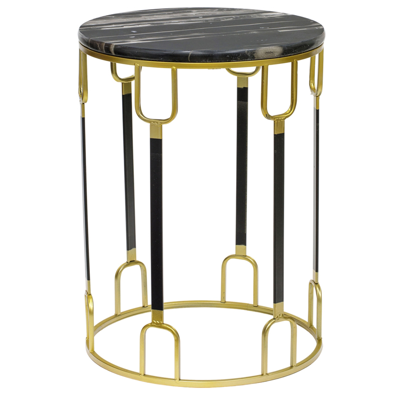 Приставной стол Dorius Side Table black marble high Латунь Черный Черный Мрамор Nero в Челябинске | Loft Concept 