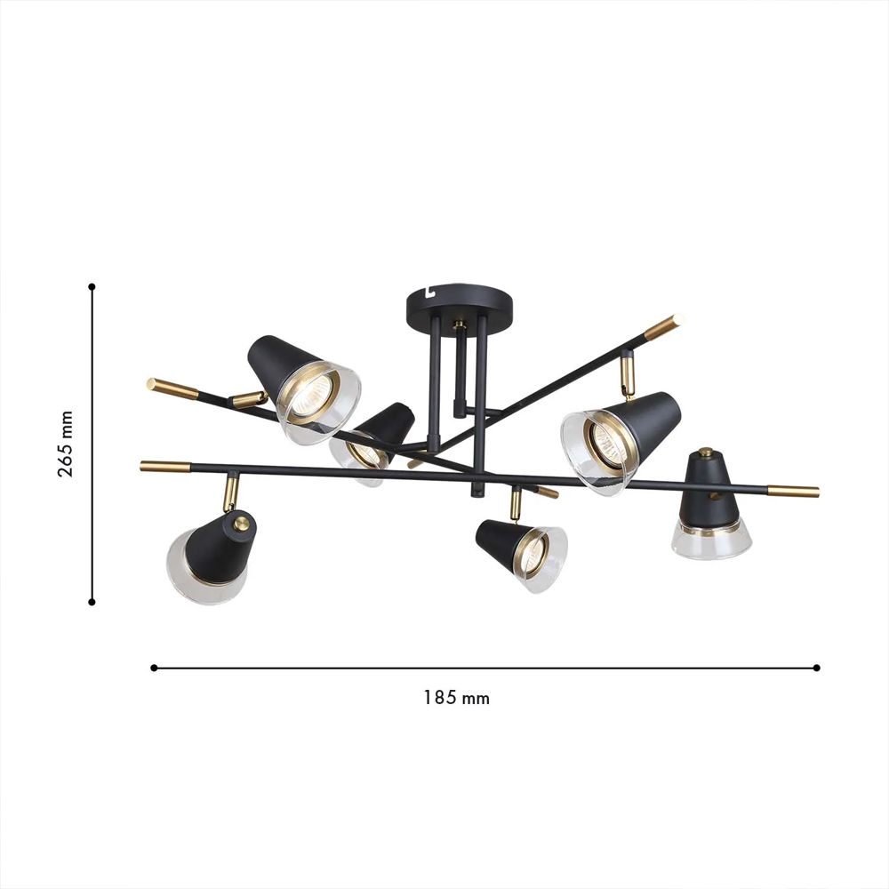 Потолочный светильник с конусообразными плафонами с контрастным сочетанием бронзы и глубоким черным цветом Aurika в Челябинске