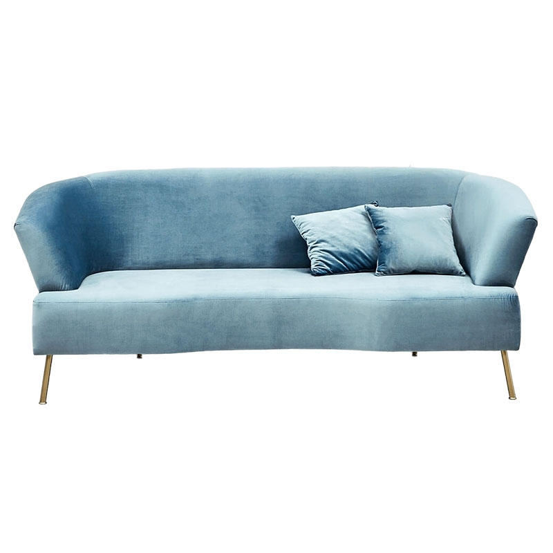 Диван с мягкой обивкой из ткани голубой Thomas Sofa Голубой Бронза Диван с мягкой обивкой из ткани голубой Thomas Sofa Голубой Бронза в Челябинске | Loft Concept