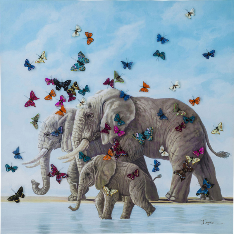 Картина Elephants with Butterflies painting Мульти Картина Elephants with Butterflies painting Мульти в Челябинске | Loft Concept
