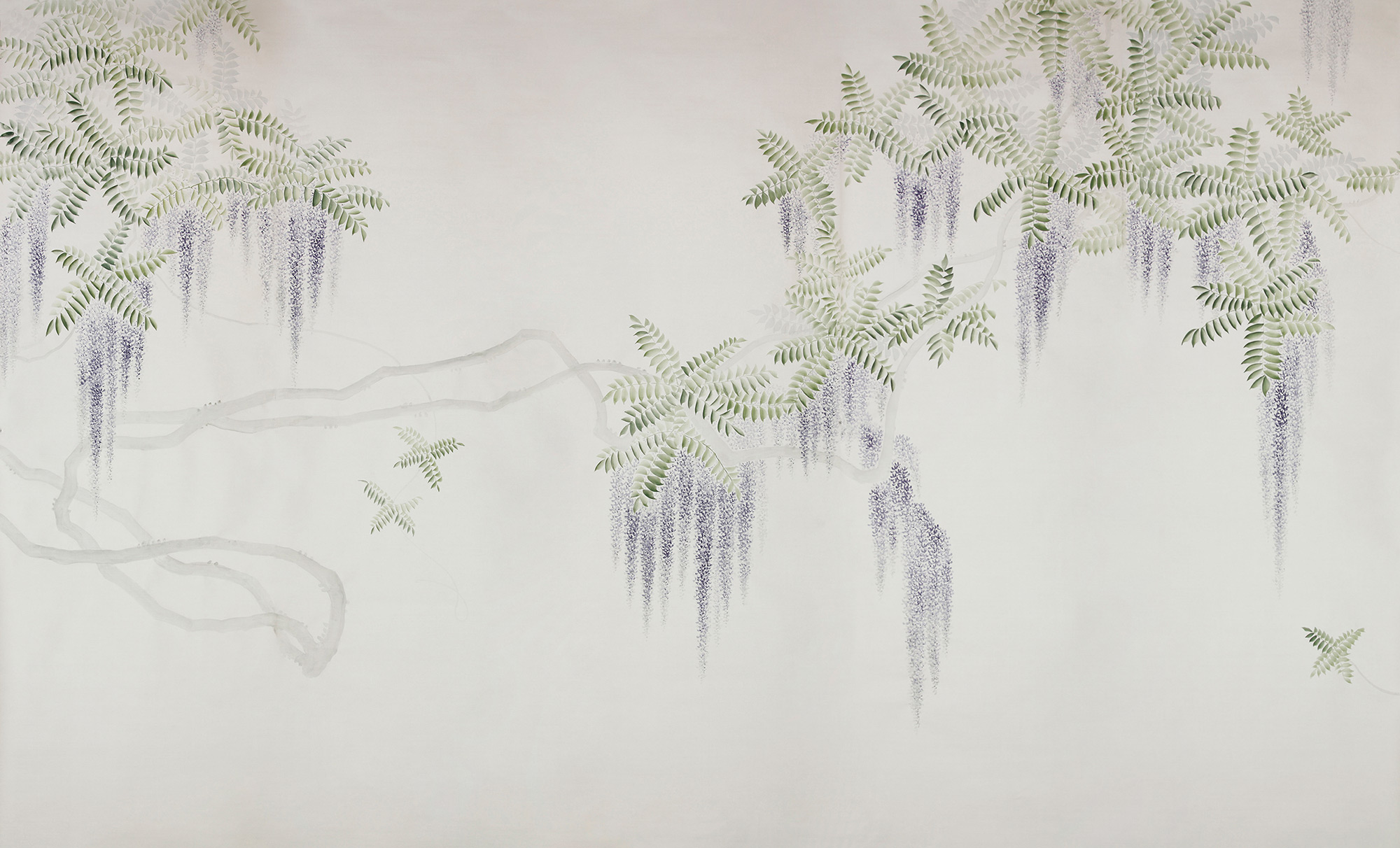 Обои в японском стиле Wisteria Lavender on Natural Mica metallic silk Обои в японском стиле Wisteria Lavender on Natural Mica metallic silk - постер Loft-Concept в Челябинске