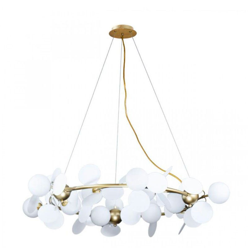 Люстра MATISSE Chandelier circle White диаметр 105 Белый Золотой Люстра MATISSE Chandelier circle White диаметр 105 Белый Золотой в Челябинске | Loft Concept