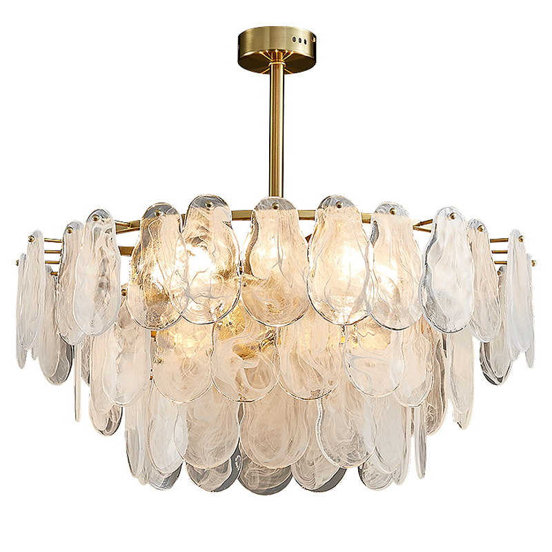 Люстра Maat Textured Glass Chandelier Глянцевое золото Белое матовое стекло Люстра Maat Textured Glass Chandelier Глянцевое золото Белое матовое стекло в Челябинске | Loft Concept