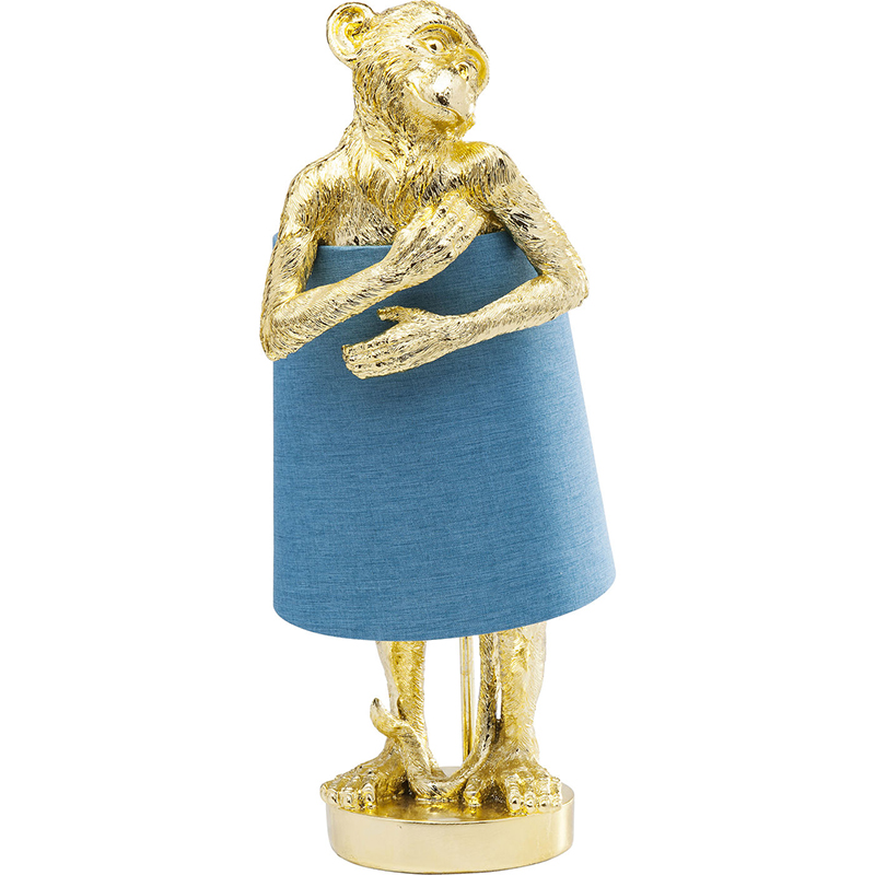 Настольная лампа Golden Monkey Hugging Lampshade Золотой Светло-синий Настольная лампа Golden Monkey Hugging Lampshade Золотой Светло-синий в Челябинске | Loft Concept