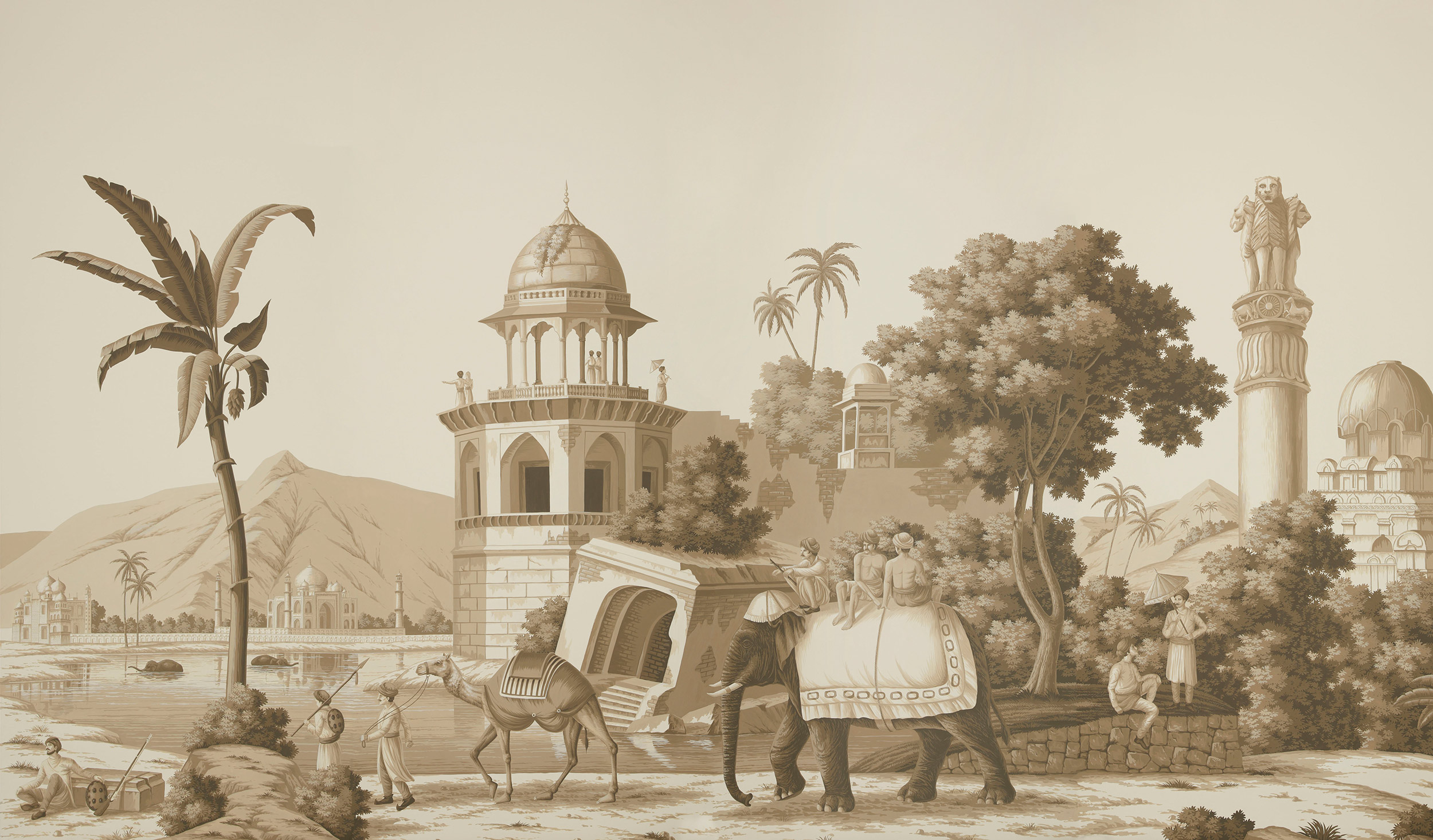 Обои ручная роспись Early Views of India Sepia on scenic paper Обои ручная роспись Early Views of India Sepia on scenic paper - постер Loft-Concept в Челябинске