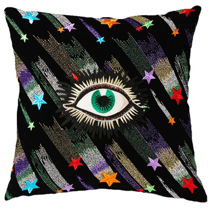 Декоративная подушка Стиль Gucci Starfall Eye Черный Мульти в Челябинске | Loft Concept 