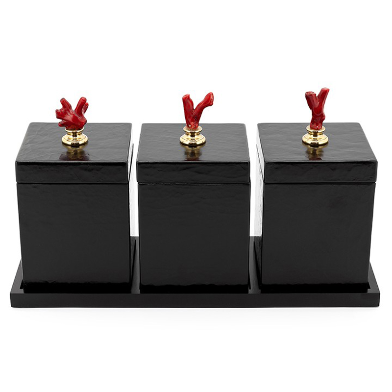 Набор шкатулок BOX KRIZIA SET3PCS Черный Красный Набор шкатулок BOX KRIZIA SET3PCS Черный Красный в Челябинске | Loft Concept