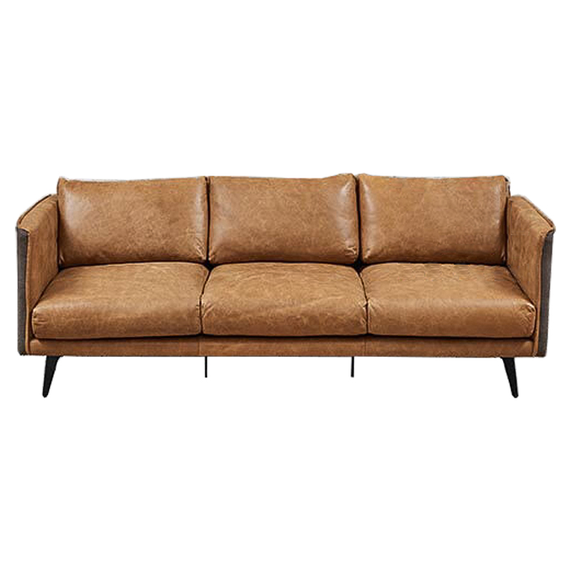 Диван Caramel Leather & Textiles Triple Sofa Карамель Черный Бежево-серый Диван Caramel Leather & Textiles Triple Sofa Карамель Черный Бежево-серый в Челябинске | Loft Concept