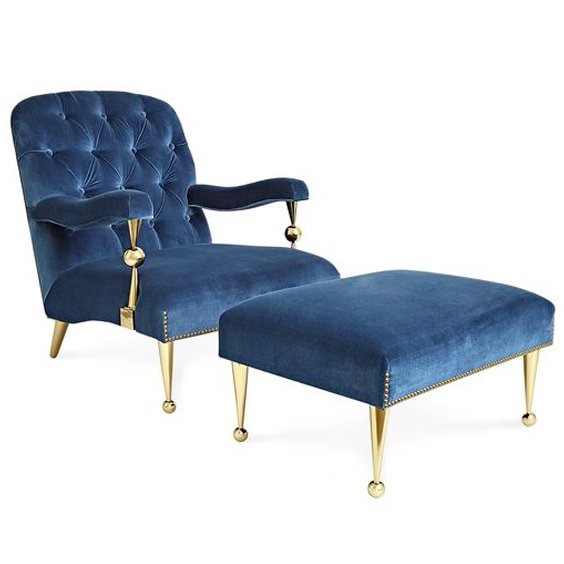Кресло Jonathan Adler Caracas Chair Латунь Синий Кресло Jonathan Adler Caracas Chair Латунь Синий в Челябинске | Loft Concept