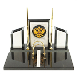 Настольный письменный набор из мрамора и змеевика с гербом России Marble Accessory варинант исполнения - 1 | Loft Concept в Челябинске