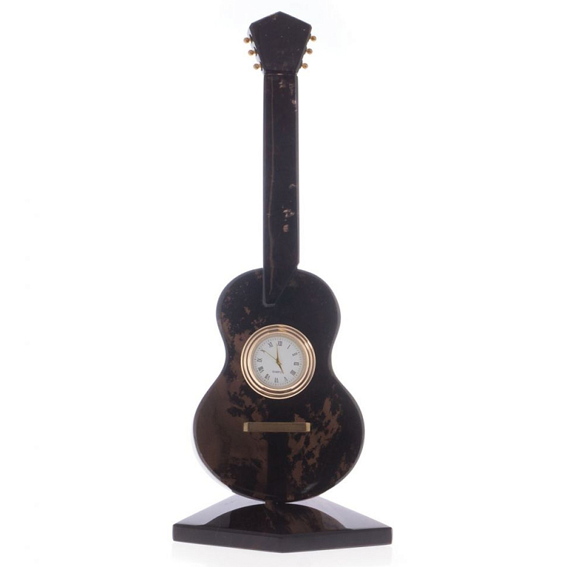 Часы настольные в виде гитары из натурального камня Обсидиан Stone Clock Коричневый Черный Часы настольные в виде гитары из натурального камня Обсидиан Stone Clock Коричневый Черный в Челябинске | Loft Concept