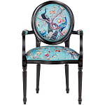 Полукресло из массива бука бирюзовое с изображением птиц и цветов Turquoise Chinoiserie Garden Chair варинант исполнения - 1 | Loft Concept в Челябинске