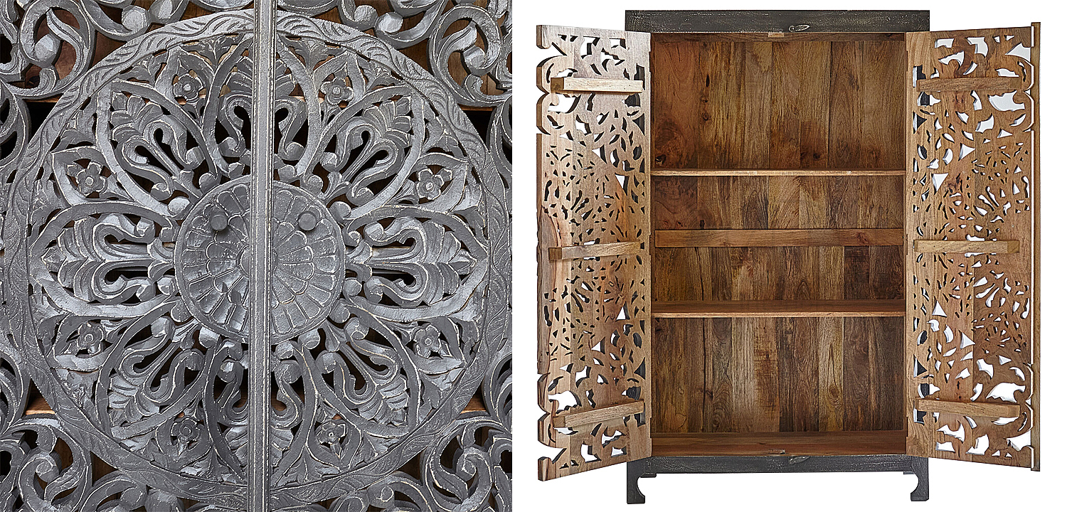 Шкаф Indian Antique White Furniture Cupboard Mistry серый Шкаф Indian Antique White Furniture Cupboard Mistry серый - Loft-Concept в Челябинске