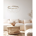 Люстра подвесная круглая золотого цвета с белыми изогнутыми световыми линиями Luke Lampco Tracer Lamp варинант исполнения - 13 | Loft Concept в Челябинске