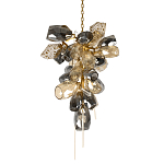 Люстра подвесная вытянутой формы с плафонами из стекла и металла с двумя вертикальными подвесками Gilded Mirage  варинант исполнения - 1 | Loft Concept в Челябинске