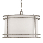 Подвесной светильник в виде барабана с тканевым абажуром и металлическим каркасом Warm Glow варинант исполнения - 3 | Loft Concept в Челябинске