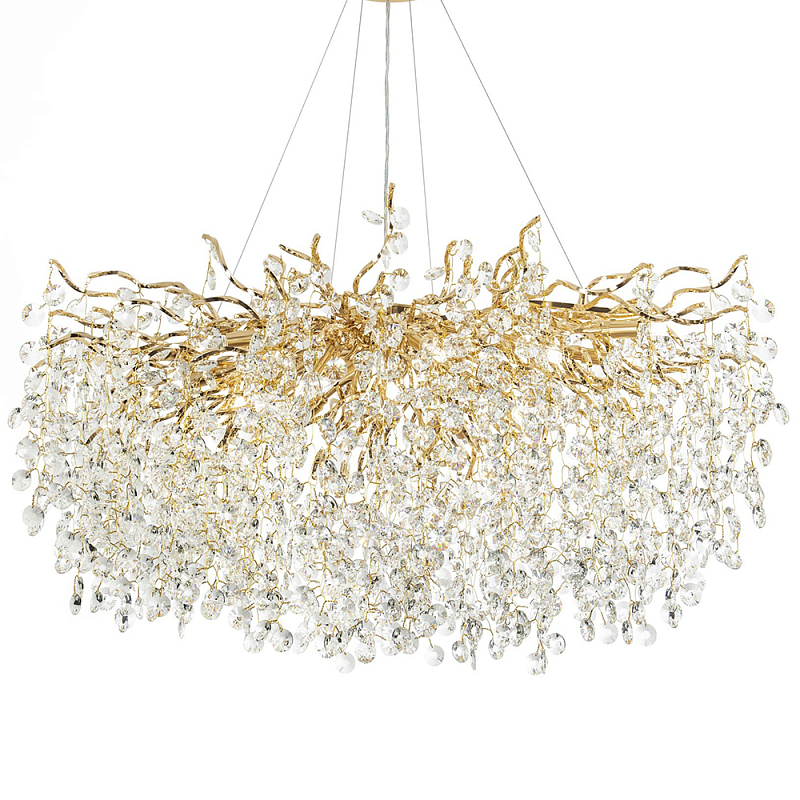 Люстра с хрустальными подвесками на металлических ветках Fairytree Light Gold Chandelier 18 Золотой Прозрачный Люстра с хрустальными подвесками на металлических ветках Fairytree Light Gold Chandelier 18 Золотой Прозрачный в Челябинске | Loft Concept