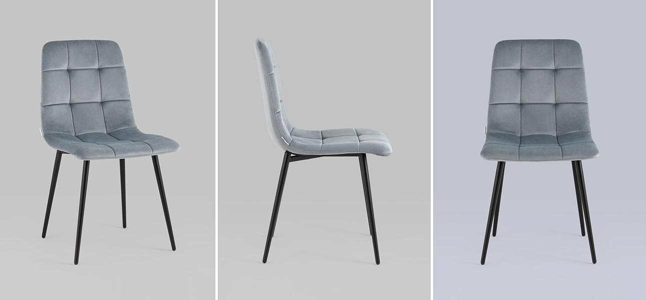 Стул NANCY Chair Серо-Голубой Велюр Стул NANCY Chair Серо-Голубой Велюр - Loft-Concept в Челябинске