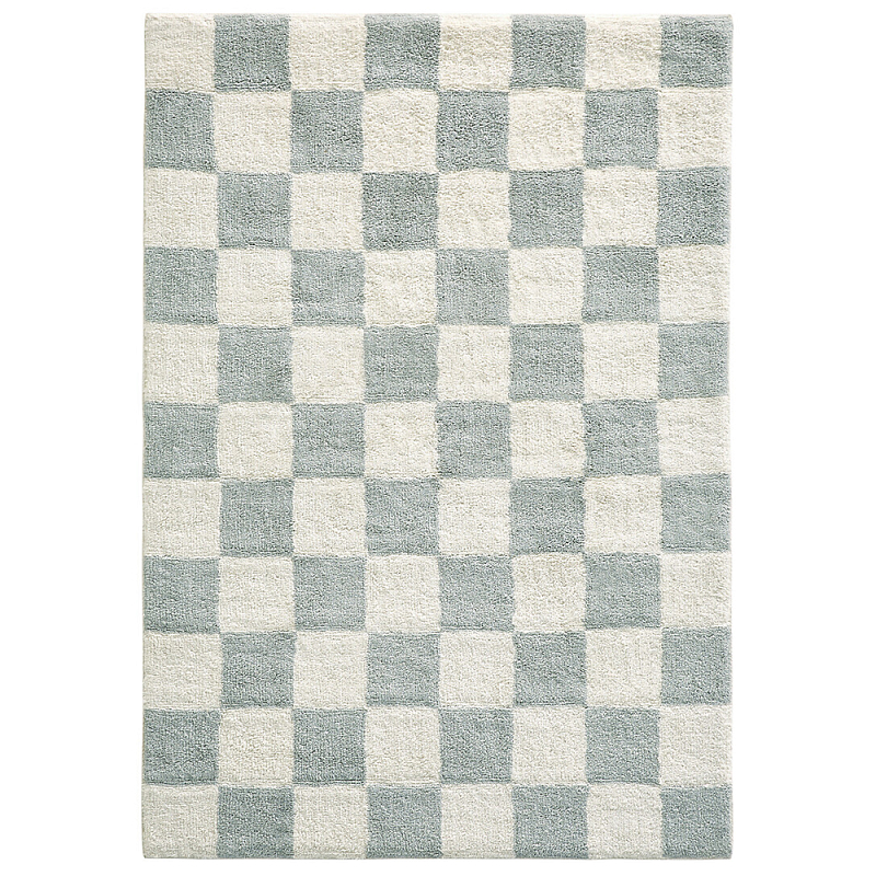 Ковер с шахматным принтом Chess Layout из хлопка Серо-голубой Серо-коричневый в Челябинске | Loft Concept 
