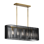 Люстра подвесная овальной формы с металлическим решетчатым абажуром матово-черного цвета и 5 лампами Kichler варинант исполнения - 2 | Loft Concept в Челябинске