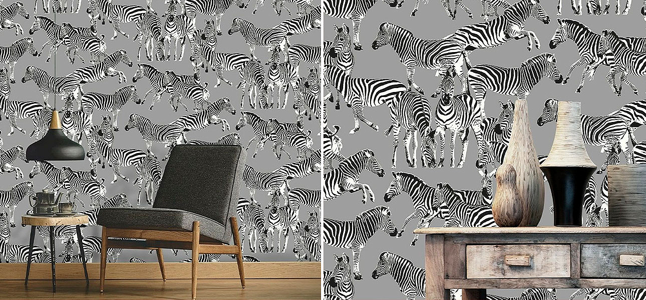 Обои ручная роспись Zebras Mid Grey Обои ручная роспись Zebras Mid Grey - Loft-Concept в Челябинске