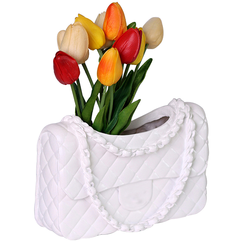 Кашпо в виде сумки Bag Vase White Белый Кашпо в виде сумки Bag Vase White Белый в Челябинске | Loft Concept