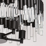 Люстра круглая из матового черного металла с подвесками из прозрачных стеклянных трубок Noir Tubes варинант исполнения - 5 | Loft Concept в Челябинске