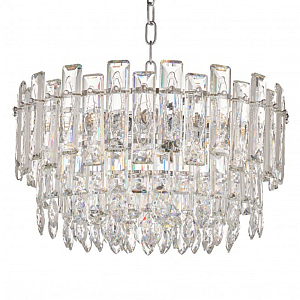 Круглая люстра с хрустальными подвесками на серебряном каркасе Gorgeous Crystal Light