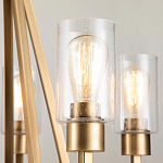 Люстра цвета латунь с 5-ю цилиндрическими плафонами из прозрачного пузырчатого стекла Kichler варинант исполнения - 4 | Loft Concept в Челябинске