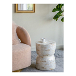 Приставной столик с мозаичным рисунком из раковин устриц Bone Inlay варинант исполнения - 6 | Loft Concept в Челябинске