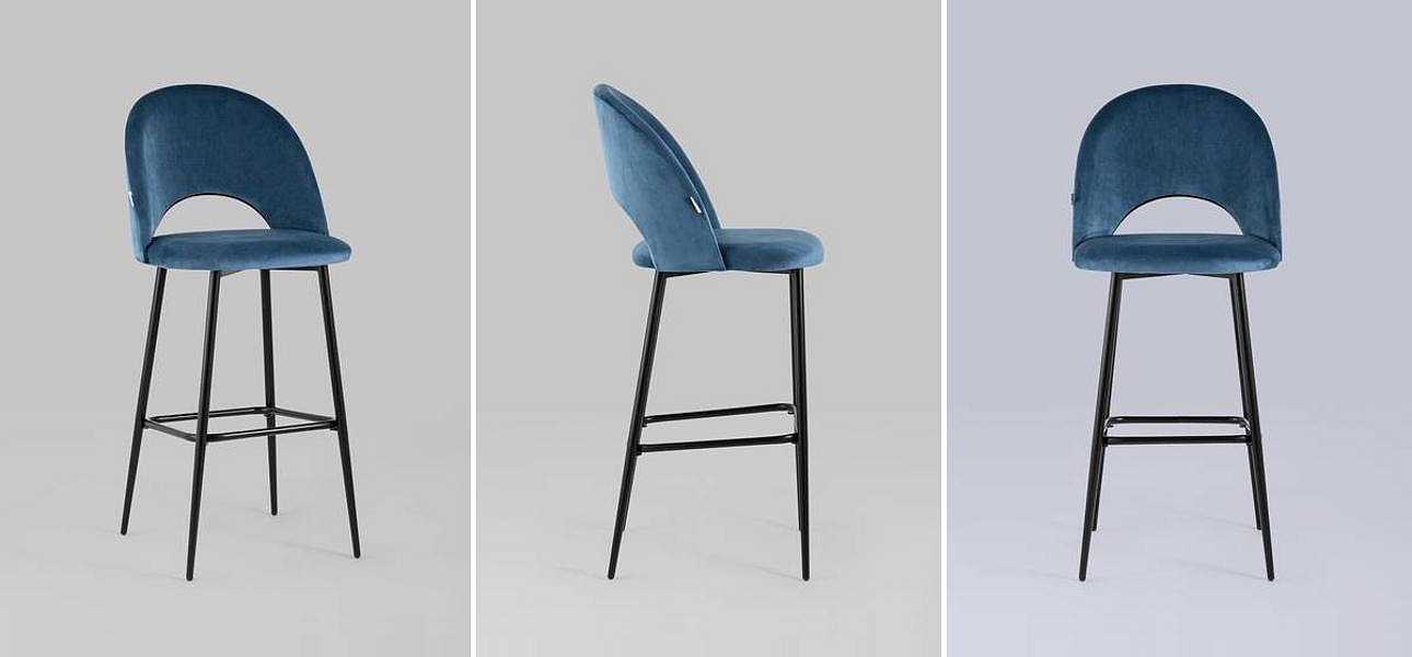 Барный Стул CLIFF Chair Синий Велюр Барный Стул CLIFF Chair Синий Велюр - Loft-Concept в Челябинске