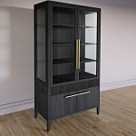 Витрина Primo со стеклянными фасадами и буфетом шпон Черный дуб варинант исполнения - 3 | Loft Concept в Челябинске