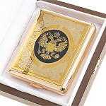 Портсигар на 20 сигарет с гравировкой Герба России в подарочной коробке Metal Cigarettes Cases варинант исполнения - 4 | Loft Concept в Челябинске