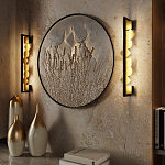 Бра вертикальное черного цвета с золотыми кругами и квадратами Gravyura варинант исполнения - 6 | Loft Concept в Челябинске