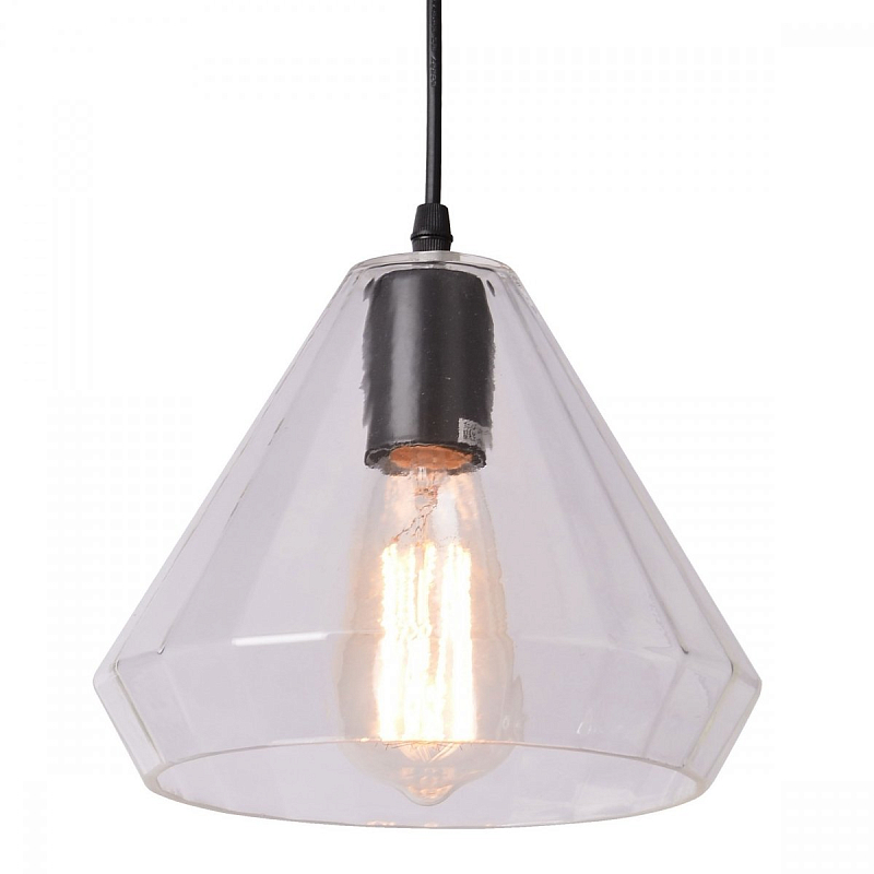 Подвесной светильник faceted cone clear glass pendant lamp Прозрачное Стекло в Челябинске | Loft Concept 