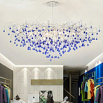 Люстра овальная с синими стеклянными подвесками в форме капель FAIRYTREE Light варинант исполнения - 4 | Loft Concept в Челябинске