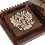 Настольный письменный набор с часами в виде пирамиды из природного камня обсидиана Pyramid of Time варинант исполнения - 3 | Loft Concept в Челябинске