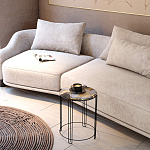 Стол журнальный круглый со столешницей из стекла Gold and Black Marble варинант исполнения - 5 | Loft Concept в Челябинске