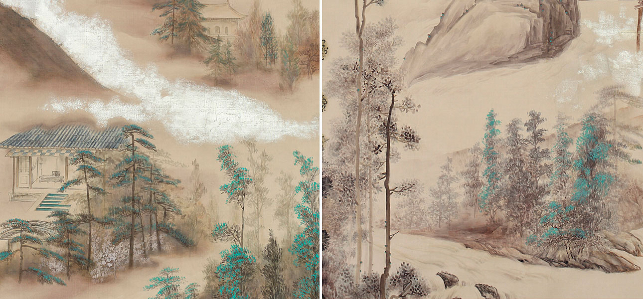 Обои ручная роспись Mountains Above Clouds Colourway SC-234 on Raw Silk dyed silk Обои ручная роспись Mountains Above Clouds Colourway SC-234 on Raw Silk dyed silk - Loft-Concept в Челябинске