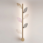 Бра с золотистой вертикальной трубкой и декоративными прозрачными листьями из стекла Sylva  варинант исполнения - 2 | Loft Concept в Челябинске