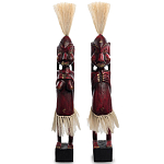 Комплект из 2-х деревянных статуэток Asmat Straw Headdress Statuettes Red варинант исполнения - 5 | Loft Concept в Челябинске