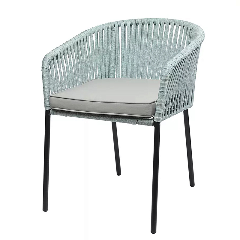 Стул с декором в виде плетеных лент на спинке и подлокотниках Semicircular Chair Decorated with Ribbons Бежевый Голубой Стул с декором в виде плетеных лент на спинке и подлокотниках Semicircular Chair Decorated with Ribbons Бежевый Голубой в Челябинске | Loft Concept