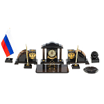 Настольный письменный набор с часами из природного камня обсидиана National Еmblem варинант исполнения - 1 | Loft Concept в Челябинске