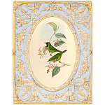 Декоративный постер с изображением птиц в раме с рельефным растительным узором Blooming Birds Poster варинант исполнения - 9 | Loft Concept в Челябинске
