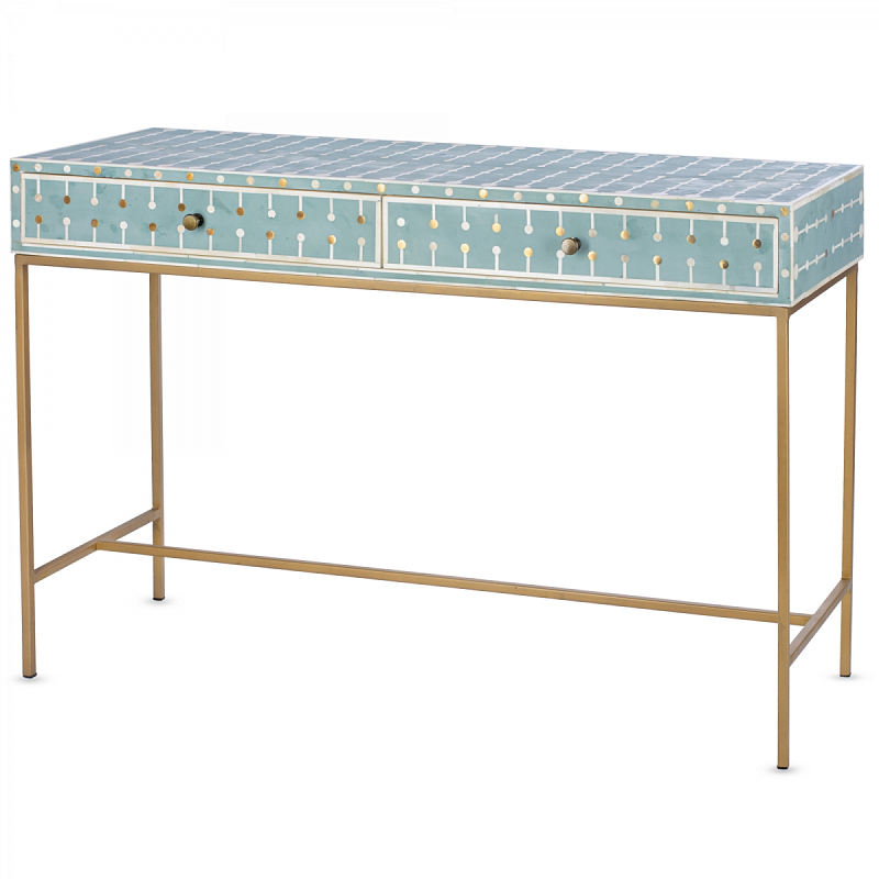 Консоль Sprout Bone Inlay Console 1 DRAWER Голубой пастельный ivory ( слоновая кость ) Консоль Sprout Bone Inlay Console 1 DRAWER Голубой пастельный ivory ( слоновая кость ) в Челябинске | Loft Concept
