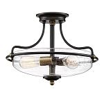 Потолочный светильник со стеклянным плафоном на изогнутых кронштейнах Quoizel  варинант исполнения - 15 | Loft Concept в Челябинске