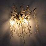 Бра золотого цвета с ветвями и белыми овальными стеклянными подвесками Droplet Chandelier варинант исполнения - 2 | Loft Concept в Челябинске